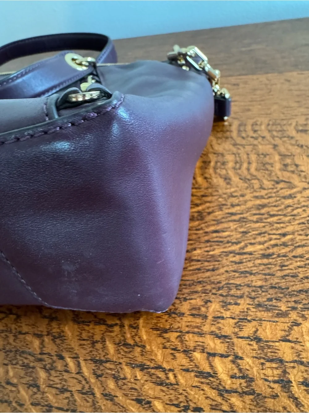 NWOT Michael Kors Sadie Plum Leather Satchel with Gold Hardware